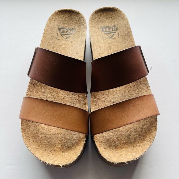 REEF Cushion Vista Hi Platform Sandal Brown Summer Boho Hippie Comfort Slip On-8 - Picture 3 of 8